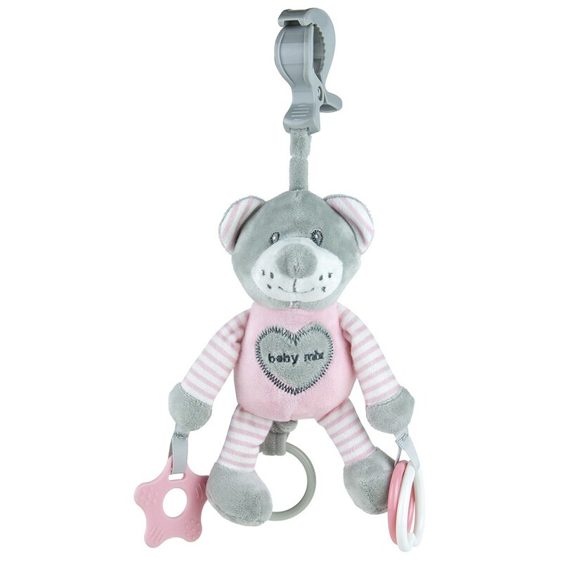 BABY MIX - Vibrálós gyerek plüss játékmaci rózsaszín