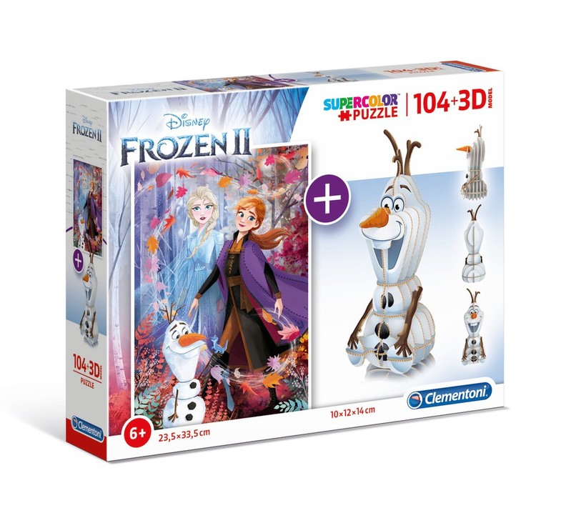CLEMENTONI - Puzzle modell 104 + 3D Frozen2
