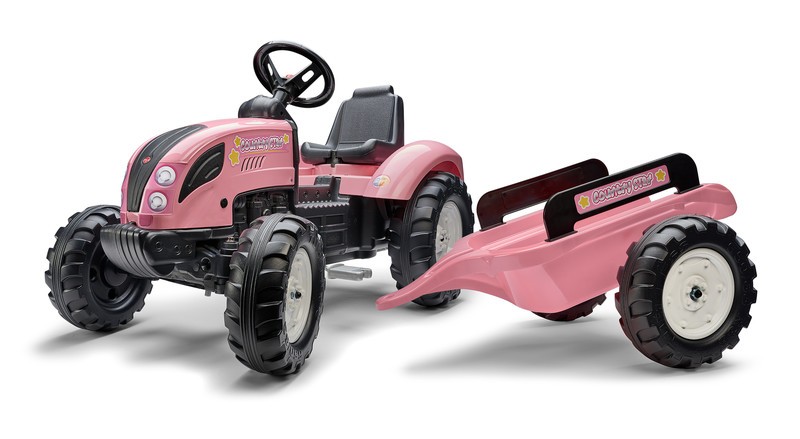 FALK - 1058AB Pink Country Star pedálos traktor pótkocsival - rózsaszín