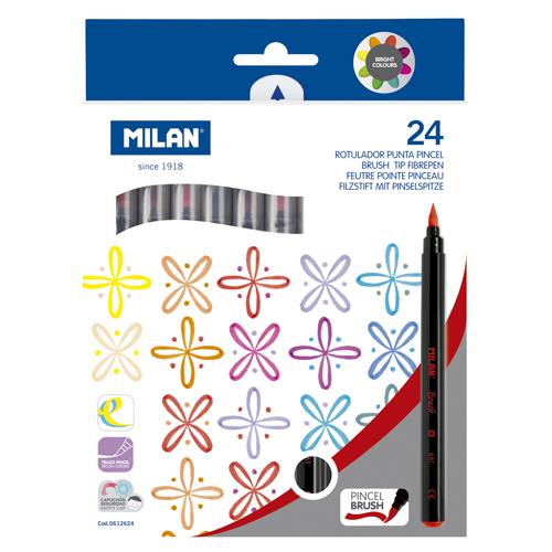 MILAN - Ecsetes filctollak - 24 darabos készlet