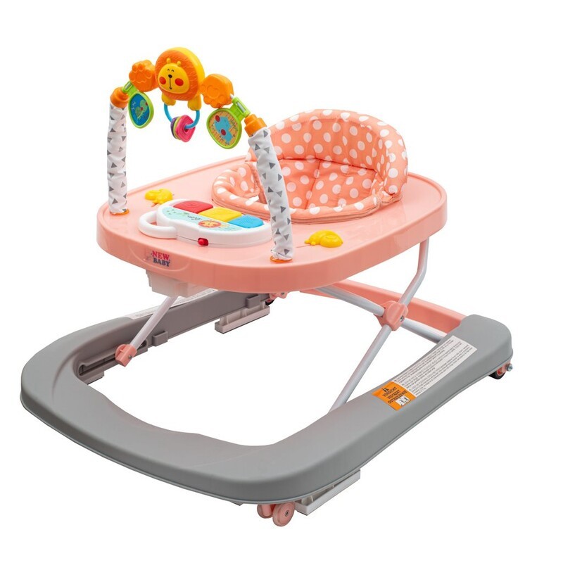 NEW BABY - Gyerek bébikomp szilikon kerekekkel Forest Kingdom Pink