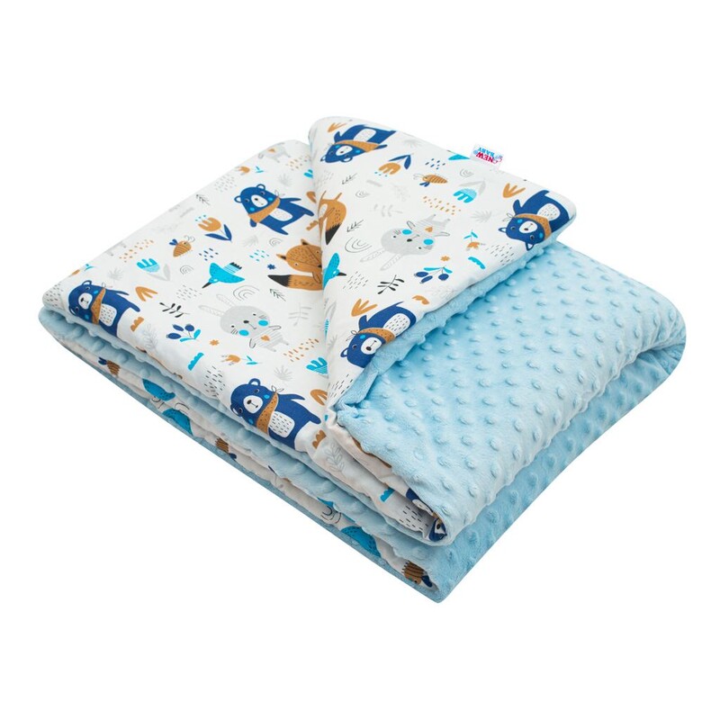 NEW BABY - Gyermek pléd Minky Maci kék 80x102 cm