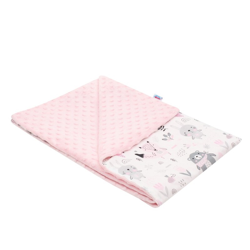 NEW BABY - Gyermek pléd Minky Maci rózsaszín 80x102 cm