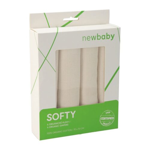 NEW BABY - Organikus textilpelenka Softy 70 x 70 cm 4 db