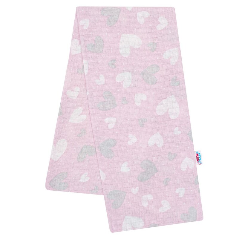 NEW BABY - Pamut pelenka nyomtatott mintával rózsaszín szívecskék