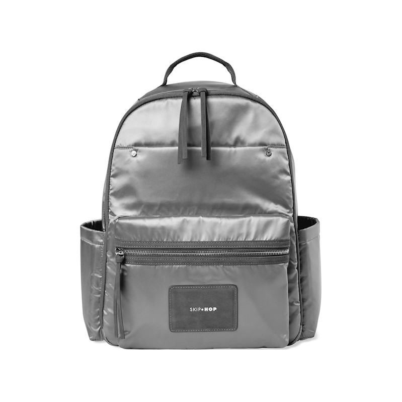 SKIPHOP - Skyler fényes szürke pelenkázó táska/hátizsák