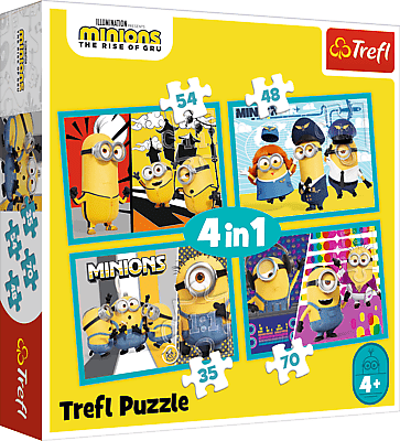 TREFL - Puzzle 4 az 1-ben – Boldog világ Mimoňov / Mimoni: Jön a gazember