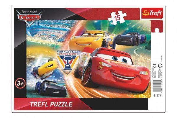 TREFL - Puzzle board Autók / Küzdelem a győzelemért 33x23cm 15 darab