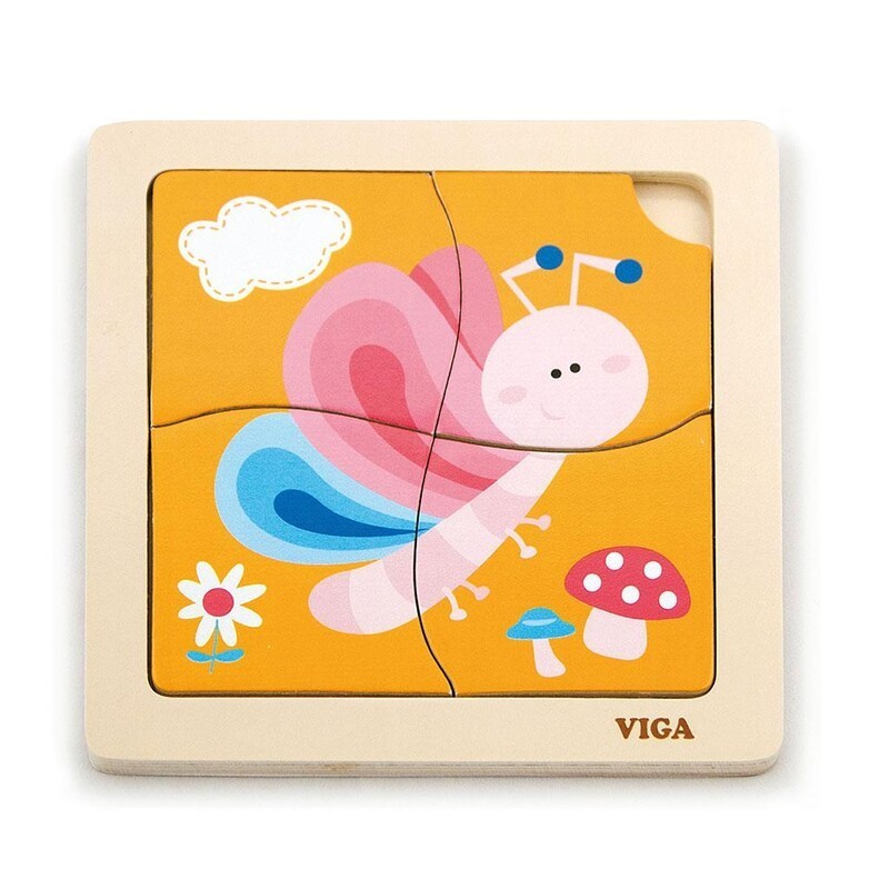 VIGA - Fa képes kirakó puzzle Viga 4 db Pillangó