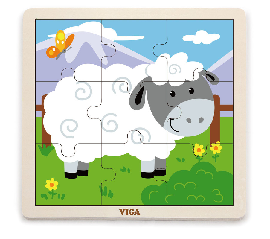 VIGA - Fa puzzle bárány 9db