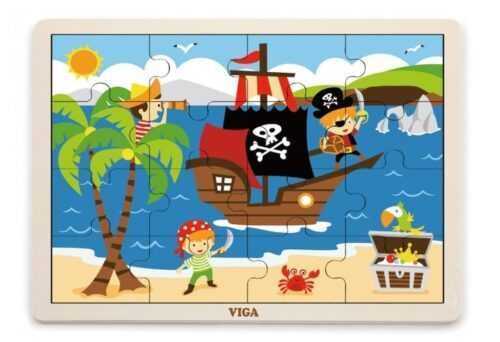 VIGA -  Fa puzzle kalózok 16db