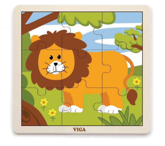 VIGA - Fa puzzle oroszlán 9db