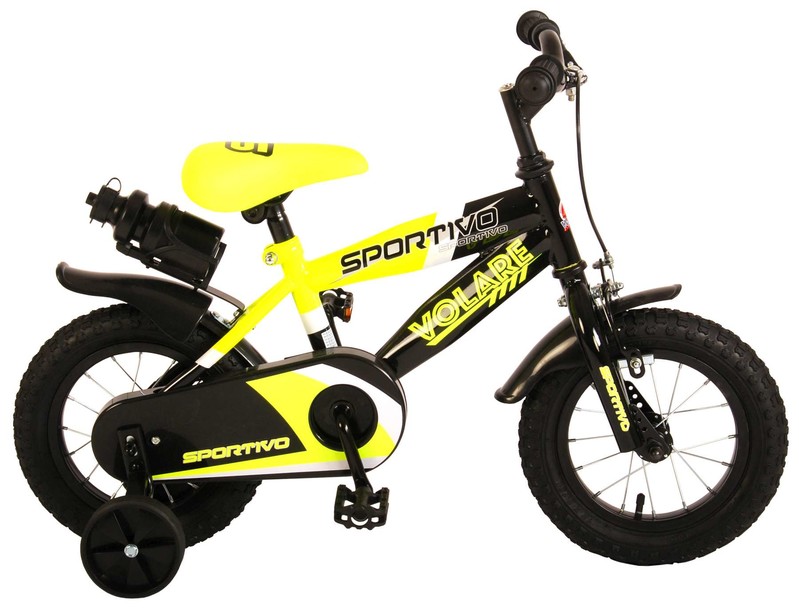 VOLARE - Gyermek kerékpár fiúknak Sportivo Neon Yellow Black 12" - 95%