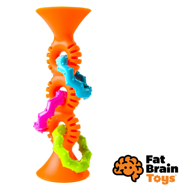 WIKY - Fat Brain csörgő Pipsquiz Loops narancssárga 15cm
