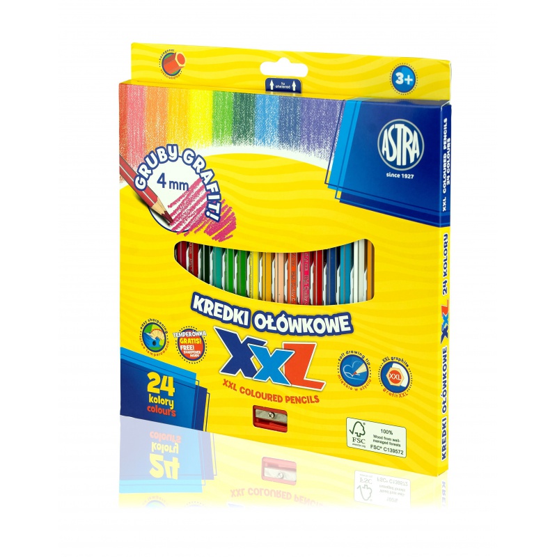 ASTRA - Hatszögletű színezőceruza XXL tintával 24db + ceruzahegyező