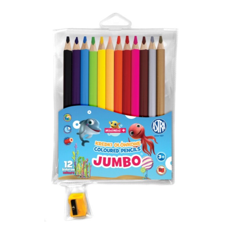 ASTRA - MINI-MINI JUMBO iskolai színező ceruzák 12db + hegyező