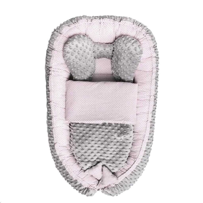 BELISIMA - Babafészek paplannal kisbabák számára Minky Sweet Baby rózsaszín