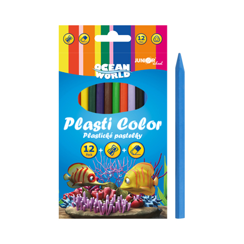 JUNIOR - Műanyag zsírkréták Plasti Color Ocean World - 12 darabos készlet