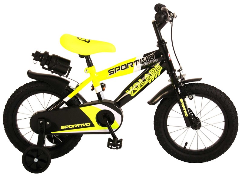 VOLARE - Gyermek kerékpár fiúknak Sportivo Neon Yellow Black 14" - 95%