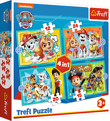 TREFL - Puzzle 4v1 – Happy Team Paw Patrol / Viacom PAW Patrol