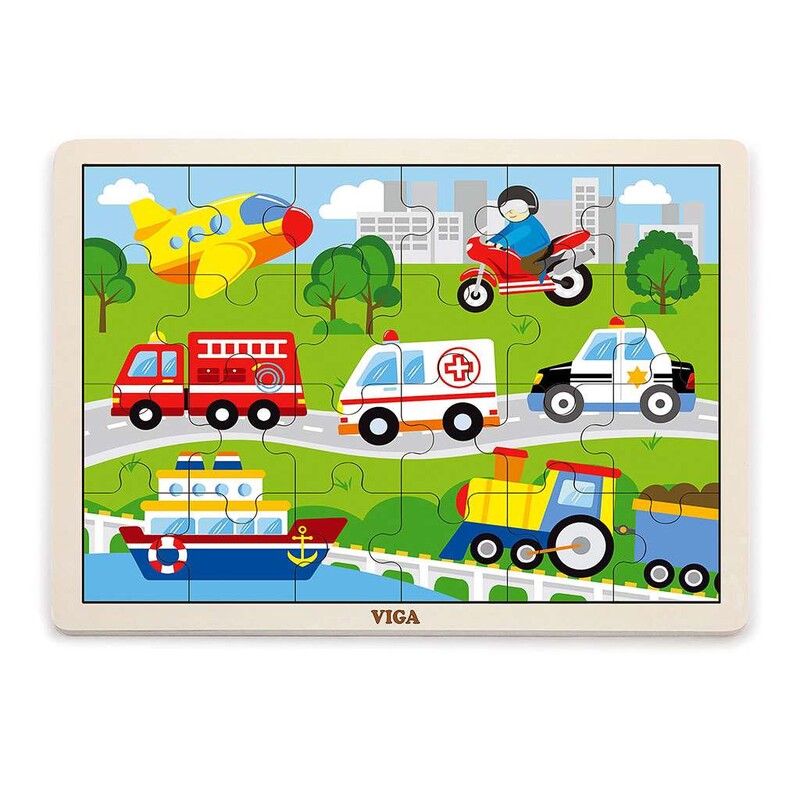 VIGA - Gyermek fa puzzle Viga járművek