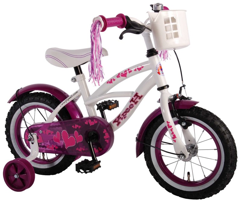 VOLARE - gyermek kerékpár Heart Cruiser - lányok - 12 "- fehér lila