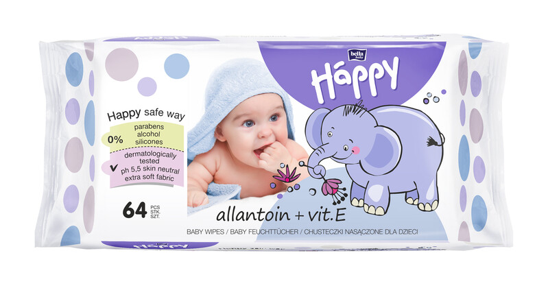 BELLAHAPPY - BABY nedves törlőkendő E-vitaminnal 64 db