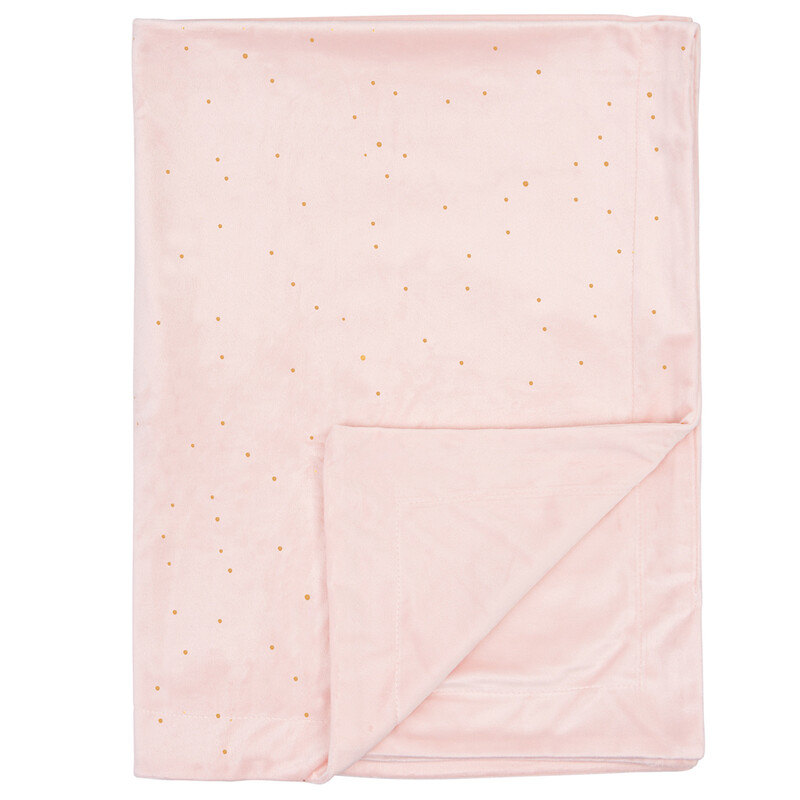 BIMBI DREAMS - Takaró arany pöttyök velúr rózsaszín 80x110 cm