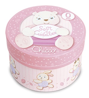 CHICCO - Soft Cuddles mackó játék díszdobozban - rózsaszín 0m+