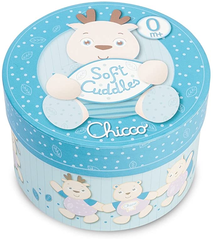 CHICCO - Soft Cuddles puha szarvas játék díszdobozban - kék 0m+