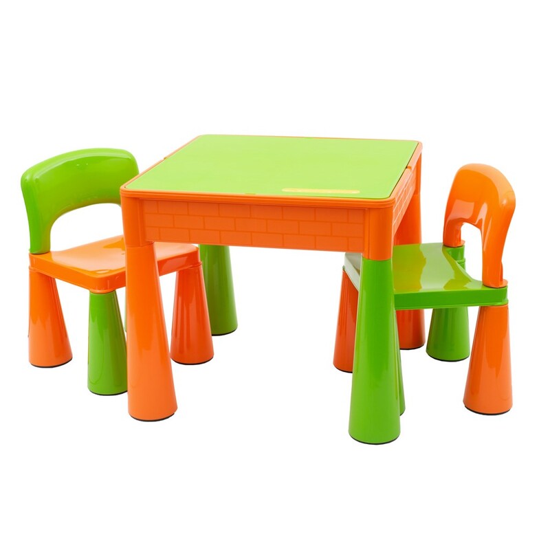 NEW BABY - Gyerek szett - asztalka két székkel narancssárga