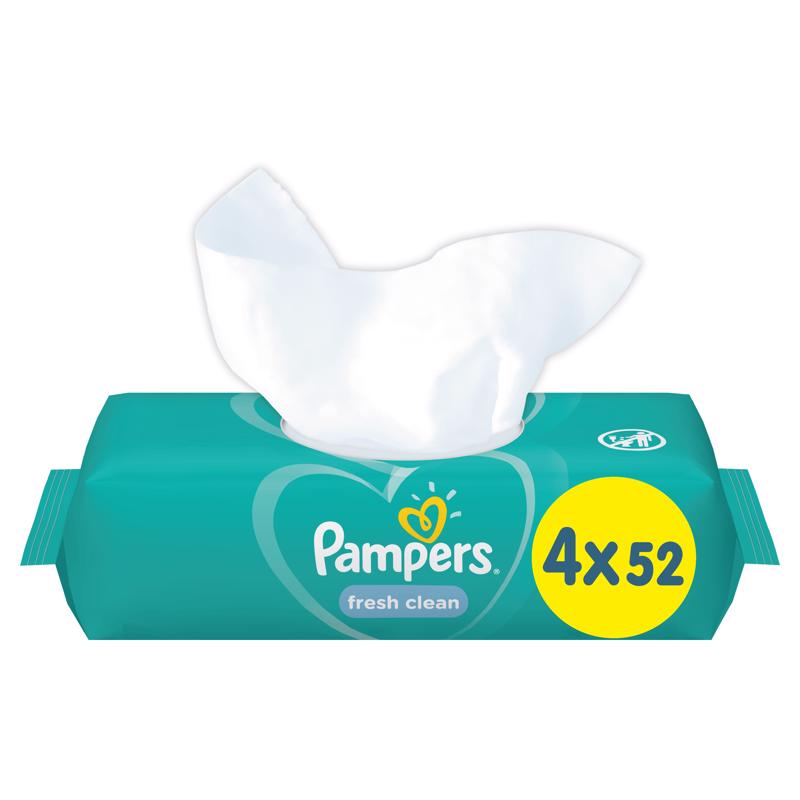 PAMPERS - Fresh Clean nedves törlőkendők 4x52db