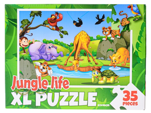MIKRO TRADING - Dzsungel Expedíció puzzle "Élet a dzsungelben" 62x46cm 35db dobozban