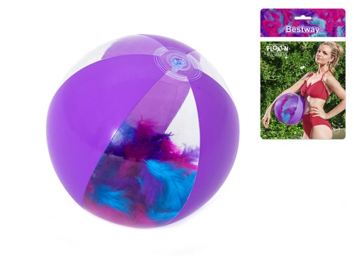 MIKRO TRADING - Felfújható labda 41cm színes tollakkal 24m+ táskában