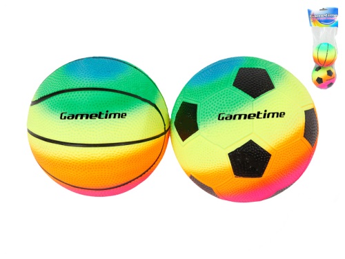 MIKRO TRADING - Gametime labda szivárványos labda/kosárlabda 10cm 2db hálóban