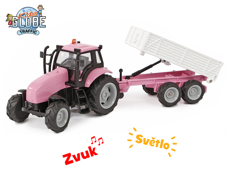 MIKRO TRADING - Kids Globe Horses traktor mellékvágányon 25cm fém elemes lendkerék fény és hanggal