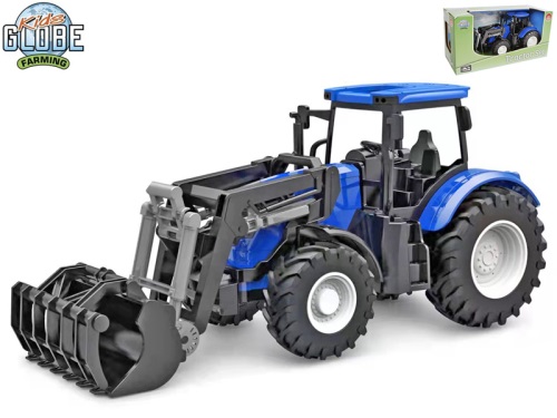 MIKRO TRADING - Kids Globe traktor kék elülső rakodóval szabadon futó 27cm dobozban