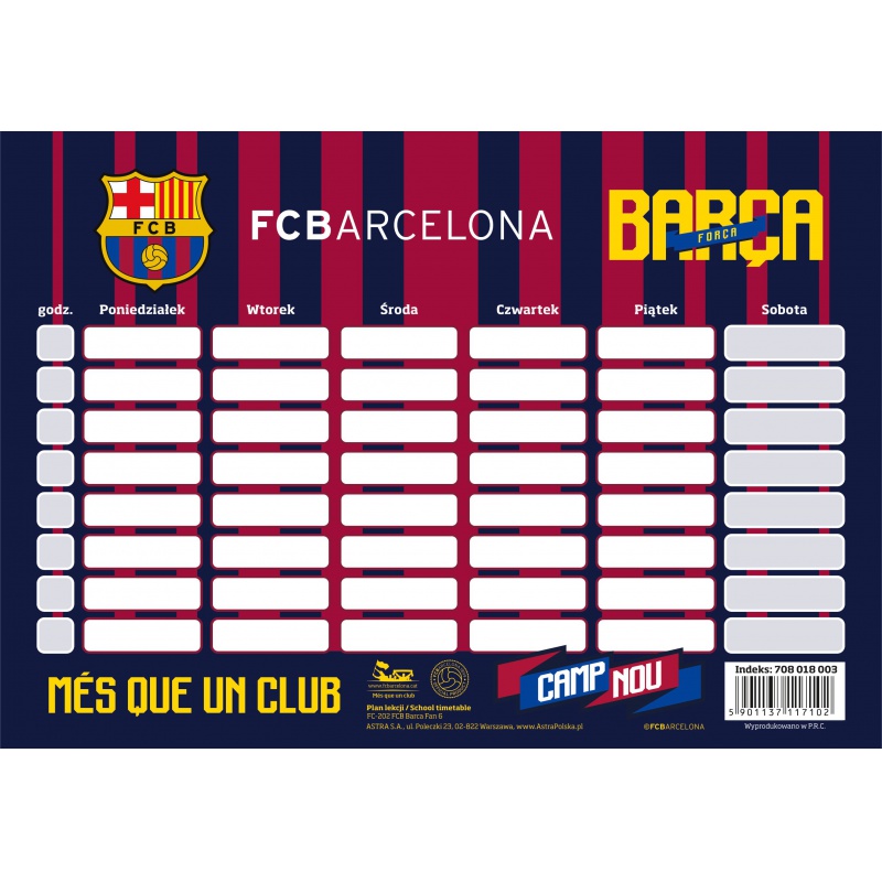 ASTRA - Menetrend FC BARCELONA