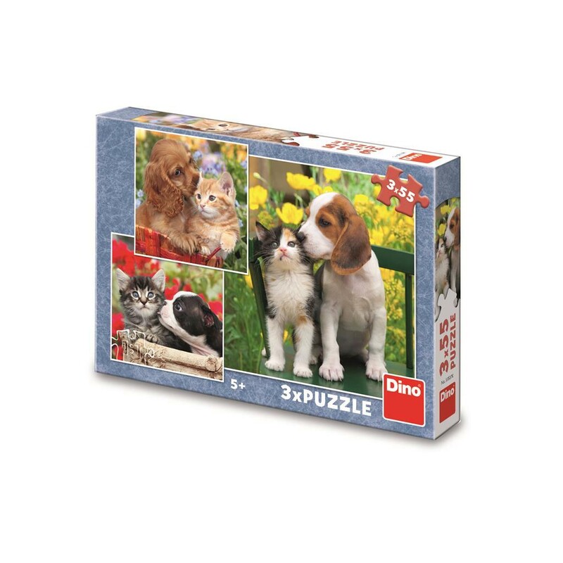 DINOTOYS - ANIAL FRIENDS 3x55 puzzle
