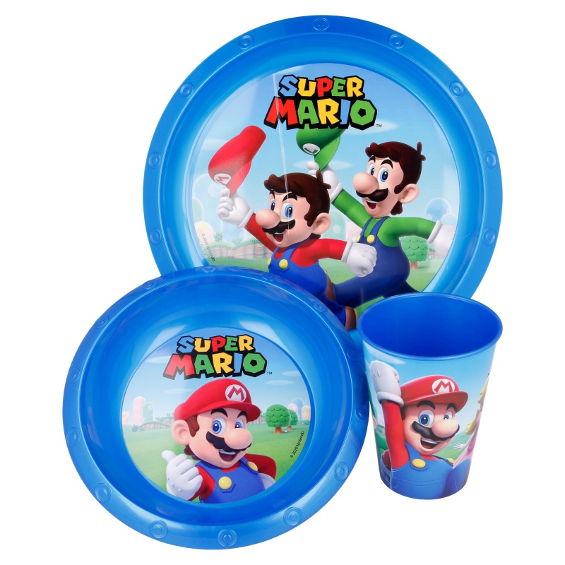 STOR - Gyermek műanyag evőeszközök SUPER MARIO tányér
