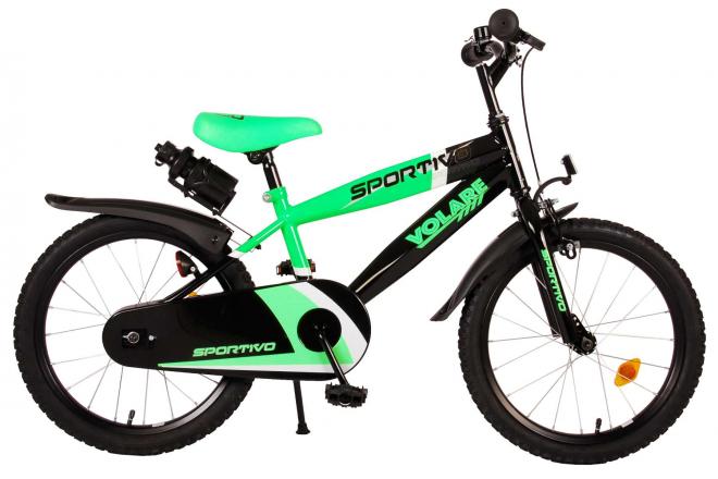 VOLARE - Gyermek kerékpár Volare Sportivo - fiúk - 18" - neonzöld fekete - 95%-ban összeszerelve