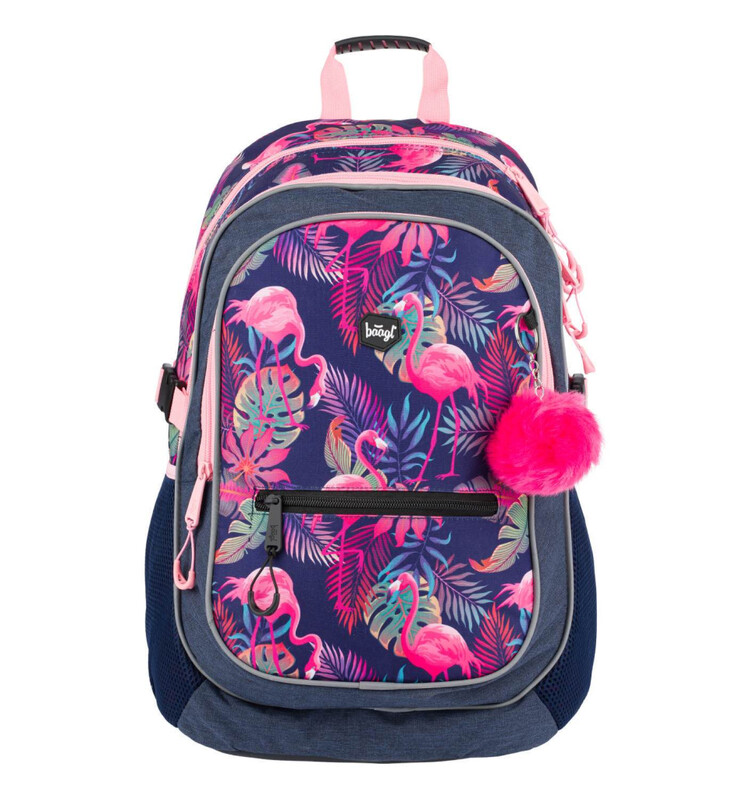 BAAGL - Iskolai hátizsák Flamingók