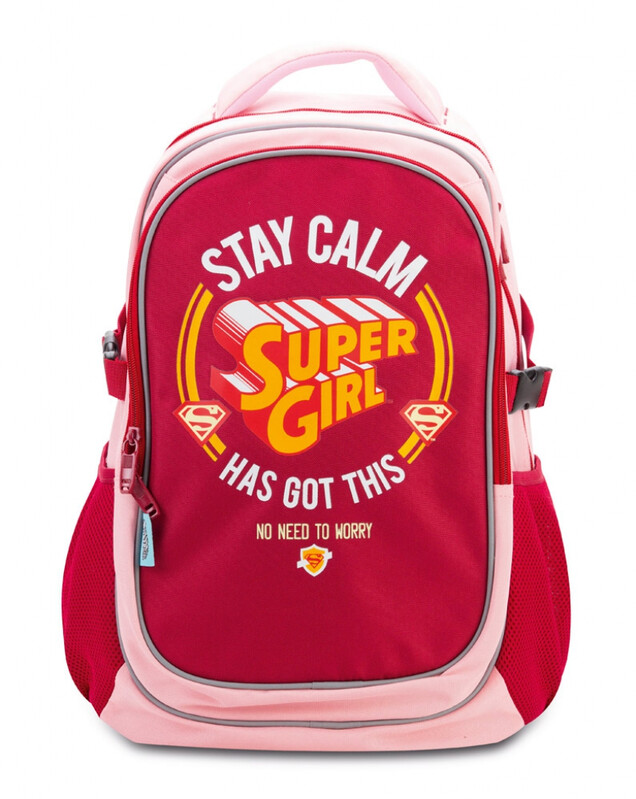 BAAGL - Iskolai hátizsák esőkabáttal Supergirl - STAY CALM