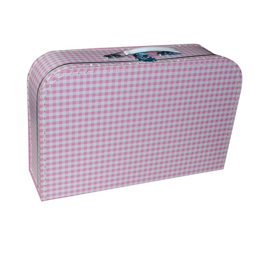 KAZETO - Gyermek bőrönd 35cm rózsaszín fehér kockás