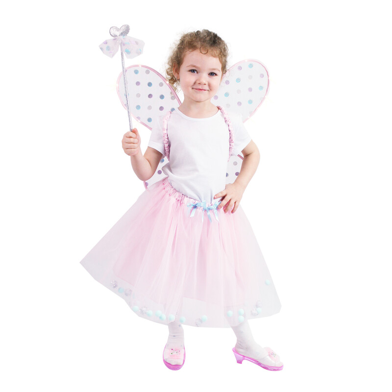 RAPPA - Gyermek jelmez tütü szoknya rózsaszín tündér rózsaszín tündér szárnyakkal e-package