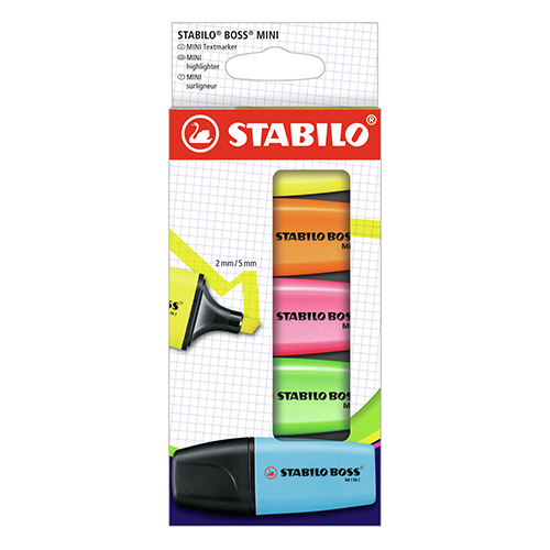 STABILO - Highlighter - BOSS MINI - 5 csomag - 5 különböző színben
