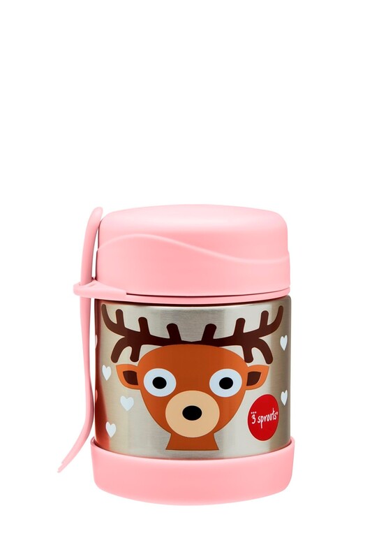 3 SPROUTS - Stainless Steel Food Thermos + Villa Deer Pink