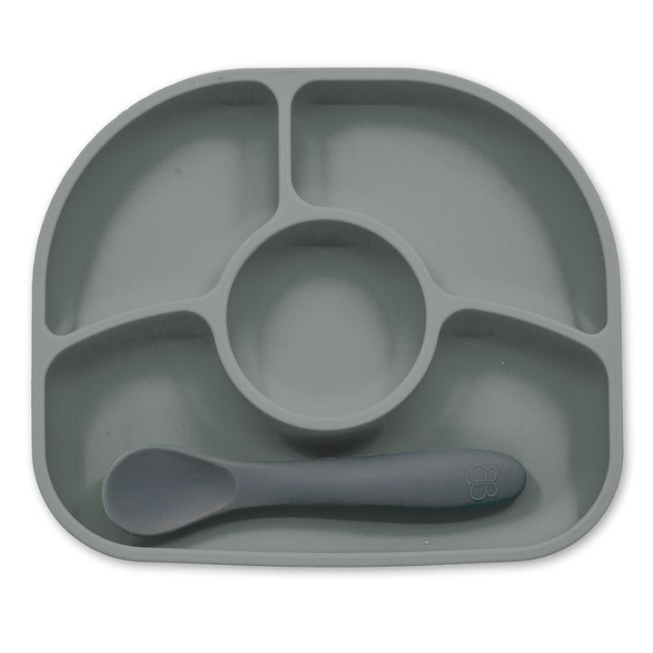 BBLÜV - Yümi szilikon tányér és kanál Grey