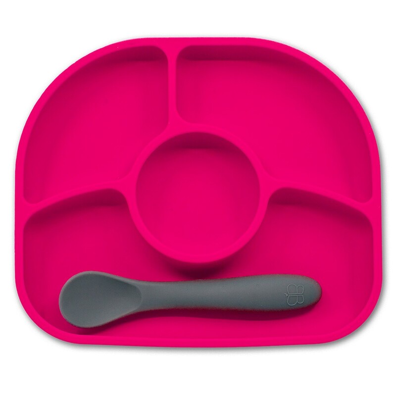 BBLÜV - Yümi szilikon tányér és kanál Pink