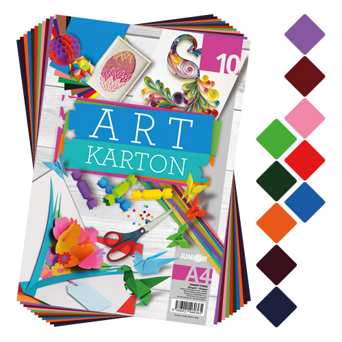 JUNIOR - Színes papírtömb - rajzolás ART CARTON A4 250g (10 db) 10 szín keveréke